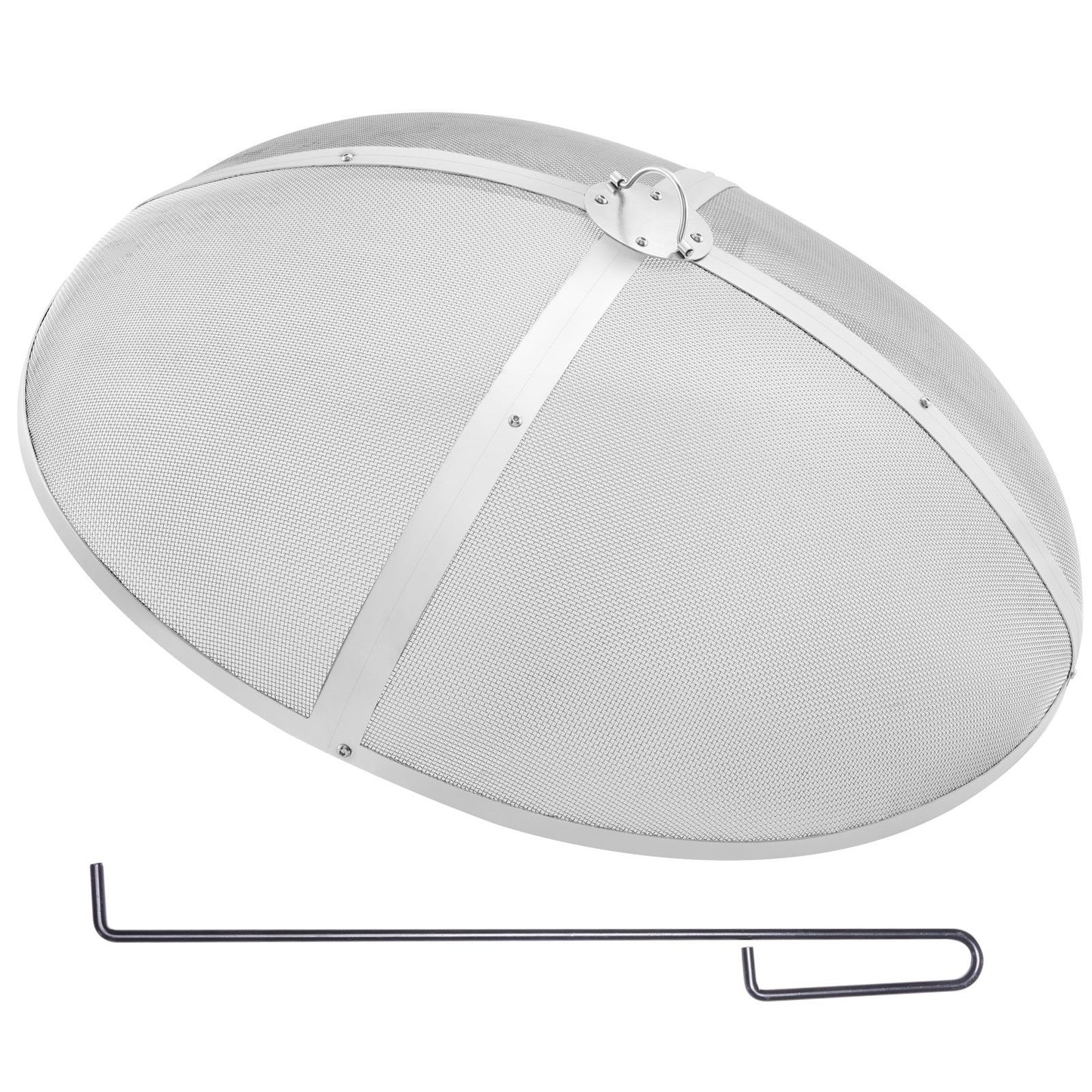 Fire Pit Spark Screen Round 30", Reinforced Heavy Duty Steel Metal Cover, Outdoor Firepit Lid, Easy-Opening Top Screen Covers Round with Ring Handle for Outdoor Patio Fire Pits Backyard