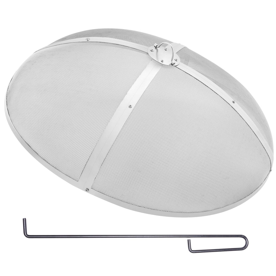 Fire Pit Spark Screen Round 30", Reinforced Heavy Duty Steel Metal Cover, Outdoor Firepit Lid, Easy-Opening Top Screen Covers Round with Ring Handle for Outdoor Patio Fire Pits Backyard