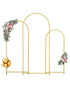 Wedding Arch Backdrop Stand, Set of 3, Metal Stable Stand with Case Connection & Chassis Crossbar Design, Easy-to-Assemble Gold Stand with Premium Metal, Fit for Birthday, Celebration, Holiday