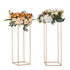 2PCS 31.5inch/80cm High Wedding Flower Stand, With Acrylic Laminate,Metal Vase Column Geometric Centerpiece Stands, Gold Rectangular Floral Display Rack for Events Reception, Party Decoration