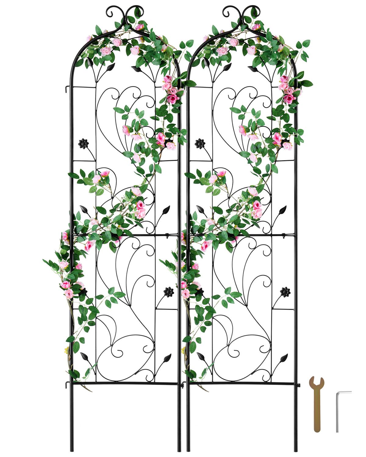 2 Packs Metal Garden Trellis for Climbing Plant Support 60x15 in Rustproof