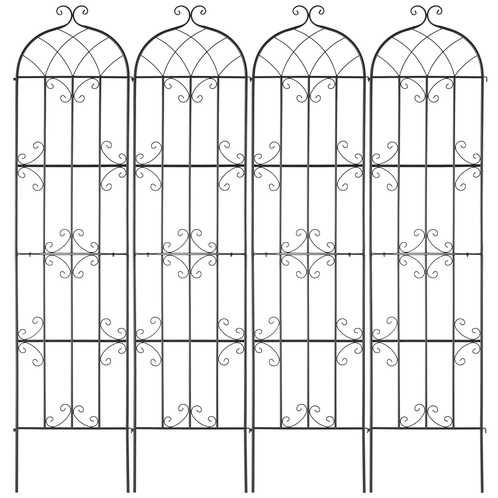 VEVOR Garden Trellis for Climbing Plants, 87 x 20 in, 4 Packs Rustproof Metal Garden Flower Trellis, Outdoor Climbing Rose Trellis Cucumbers Support, Decorative Clematis Trellis for Courtyards Lawns