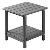 Outdoor Side Table, 450W x 380D x 440H mm, Double Layer HDPE Outside End Table for Easy Maintenance, Withstand Harsh Weather, Fit for Patio, Pool, Beach, Porch, Indoor, Backyard, Grey