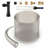 Aquarium Vacuum Gravel Cleaner, 50 ft PVC Hose Fish Tank Vacuum Gravel Cleaner, Siphon Fish Tank Cleaner Vacuum, 3 Types of Brass Adapters, for Fish Tank Cleaning Gravel & Sand