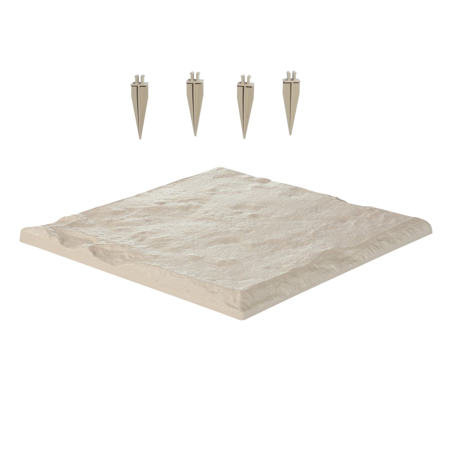 Garden Stepping Stones, 16Pcs 39.5x39.5 cm, Decorative Stepping Stones with Stakes, Weather-Resistant Plastic Pathway Pavers, Smooth Surface, Outdoor Walkway for Lawn Patio Landscape, Beige