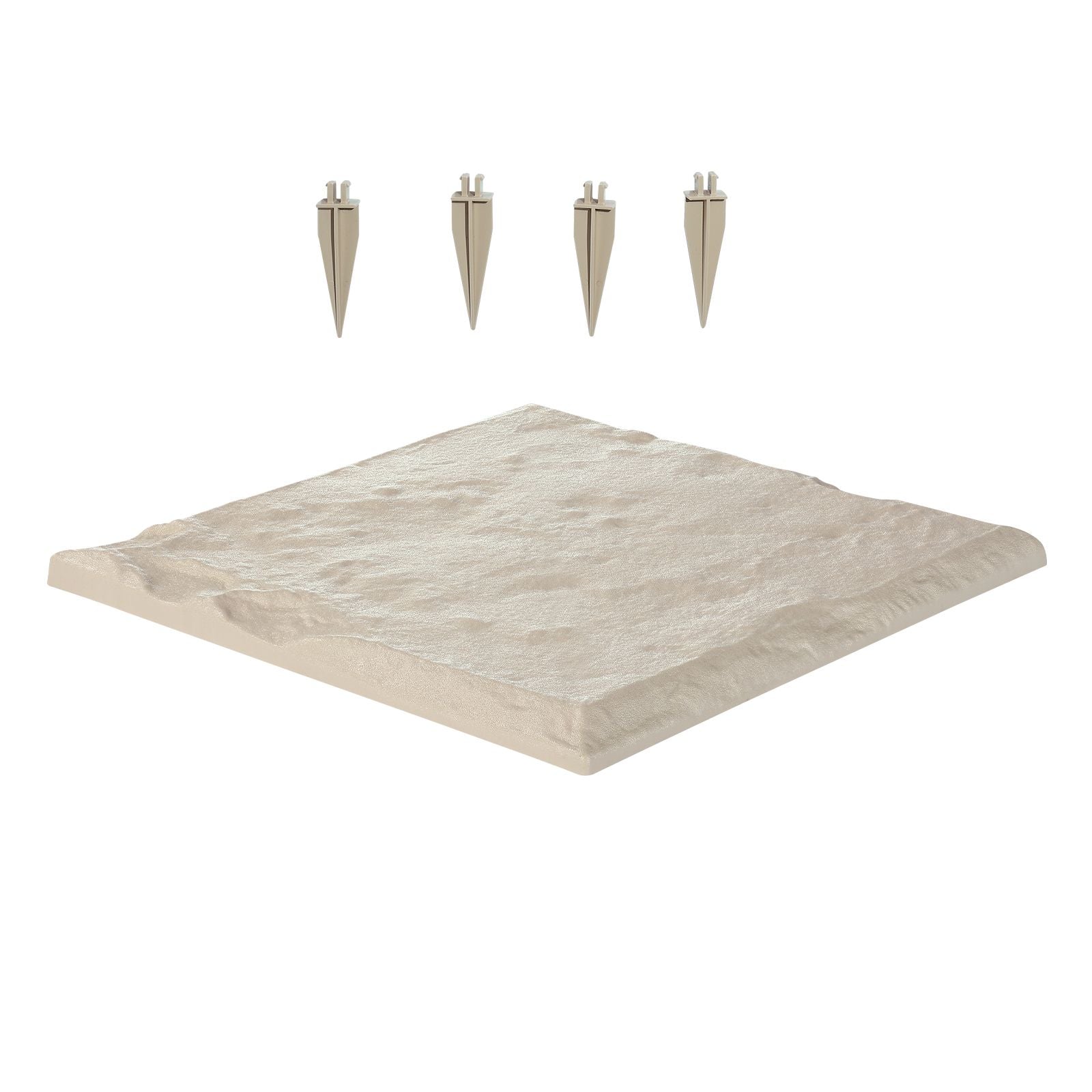 Garden Stepping Stones, 16Pcs 39.5x39.5 cm, Decorative Stepping Stones with Stakes, Weather-Resistant Plastic Pathway Pavers, Smooth Surface, Outdoor Walkway for Lawn Patio Landscape, Beige