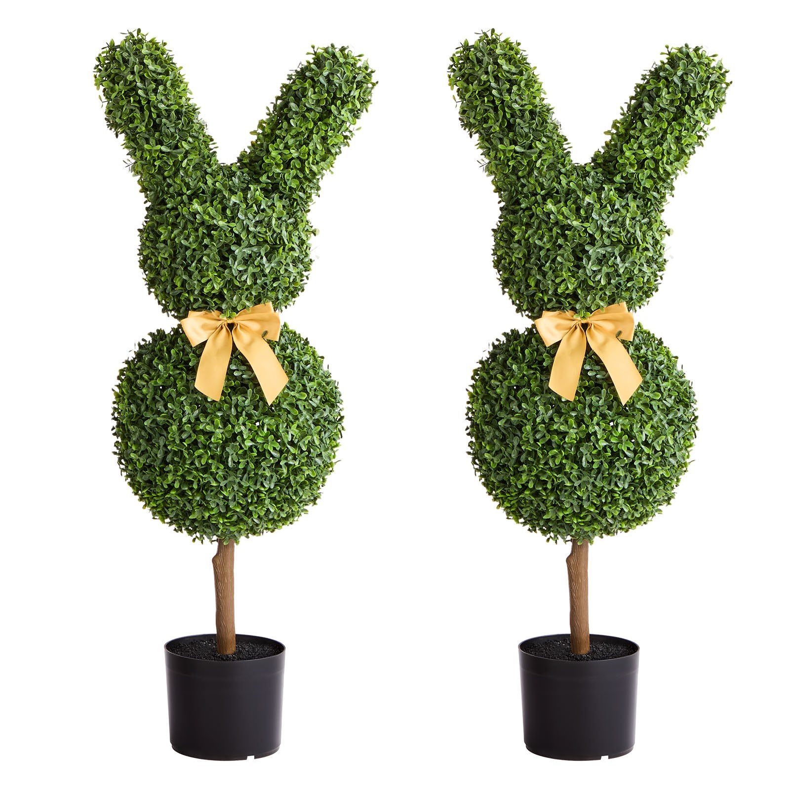 Artificial Topiary Bunny-Shape Boxwood Ball, 2 Set 914mm Faux Boxwood Plant Balls, Fake Silk Tree Look Real, Easy Assembly for Decor Front Porch Outdoor Patio Garden Balcony Backyard Indoor
