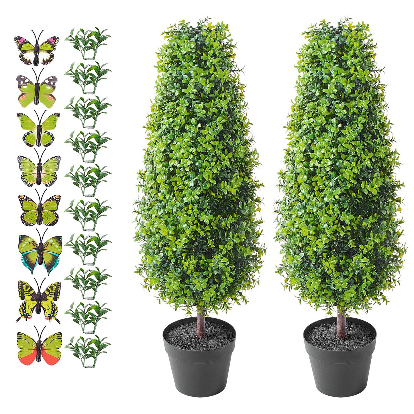 2 Pack 91.4cm Artificial Boxwood Topiary Tree Faux Plant UV Decor In/Outdoor