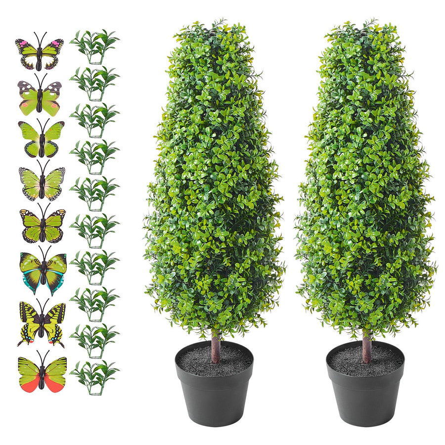 2 Pack 91.4cm Artificial Boxwood Topiary Tree Faux Plant UV Decor In/Outdoor