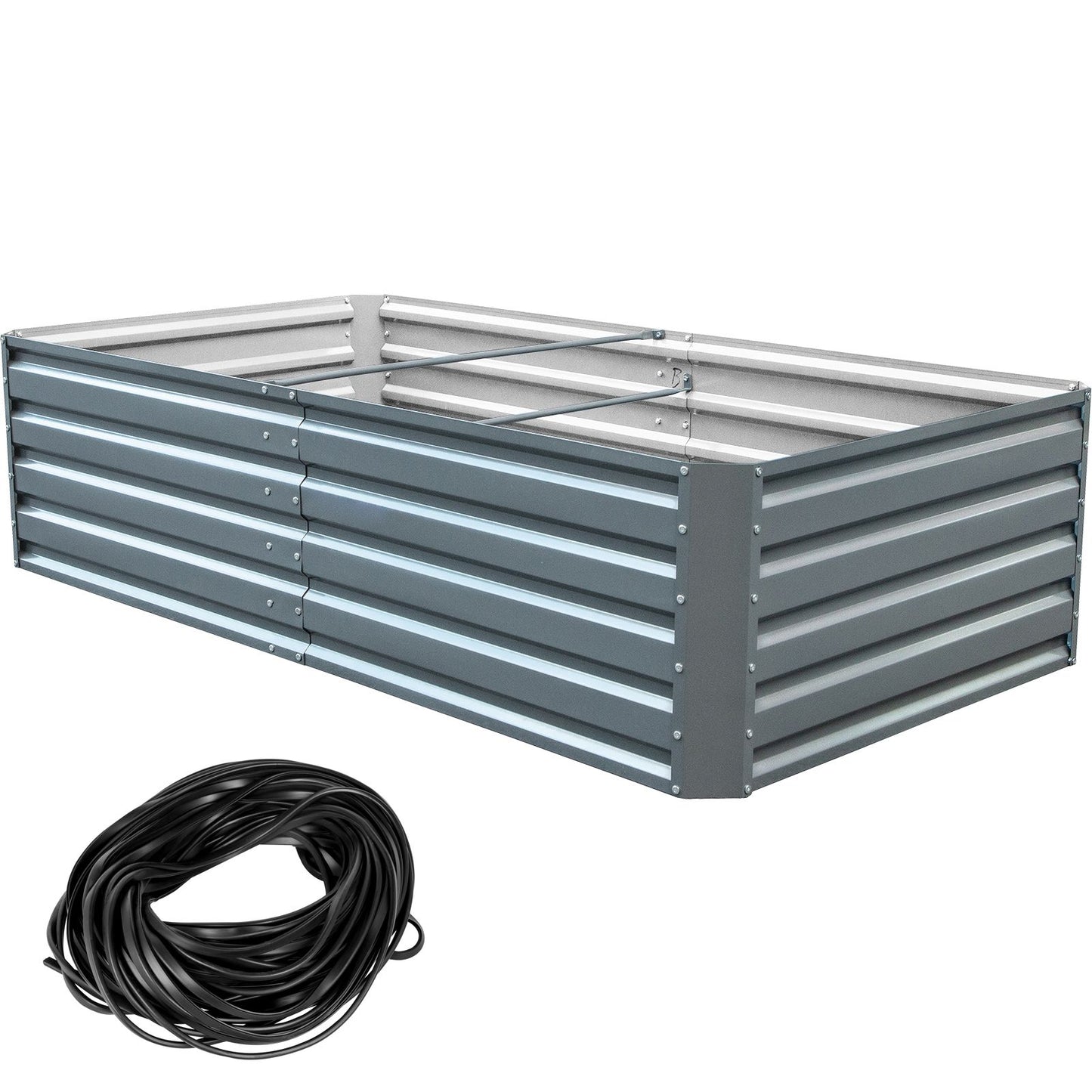 Galvanized Raised Garden Bed, 203 x 102 x 48 cm Metal Planter Box, Gray Steel Plant Raised Garden Bed Kit, Planter Boxes Outdoor for Growing Vegetables,Flowers,Fruits,Herbs,and Succulents