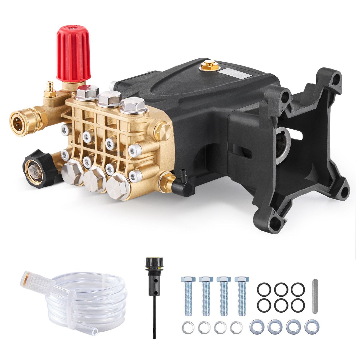 Pressure Washer Pump, 1" Shaft Horizontal Triplex Plunger, 4000 PSI, 4.0GPM, Replacement Power Washer Pumps Kit with Hardware, Compatible with Simpson MorFlex 40224, 40225, 40226, Santoprene
