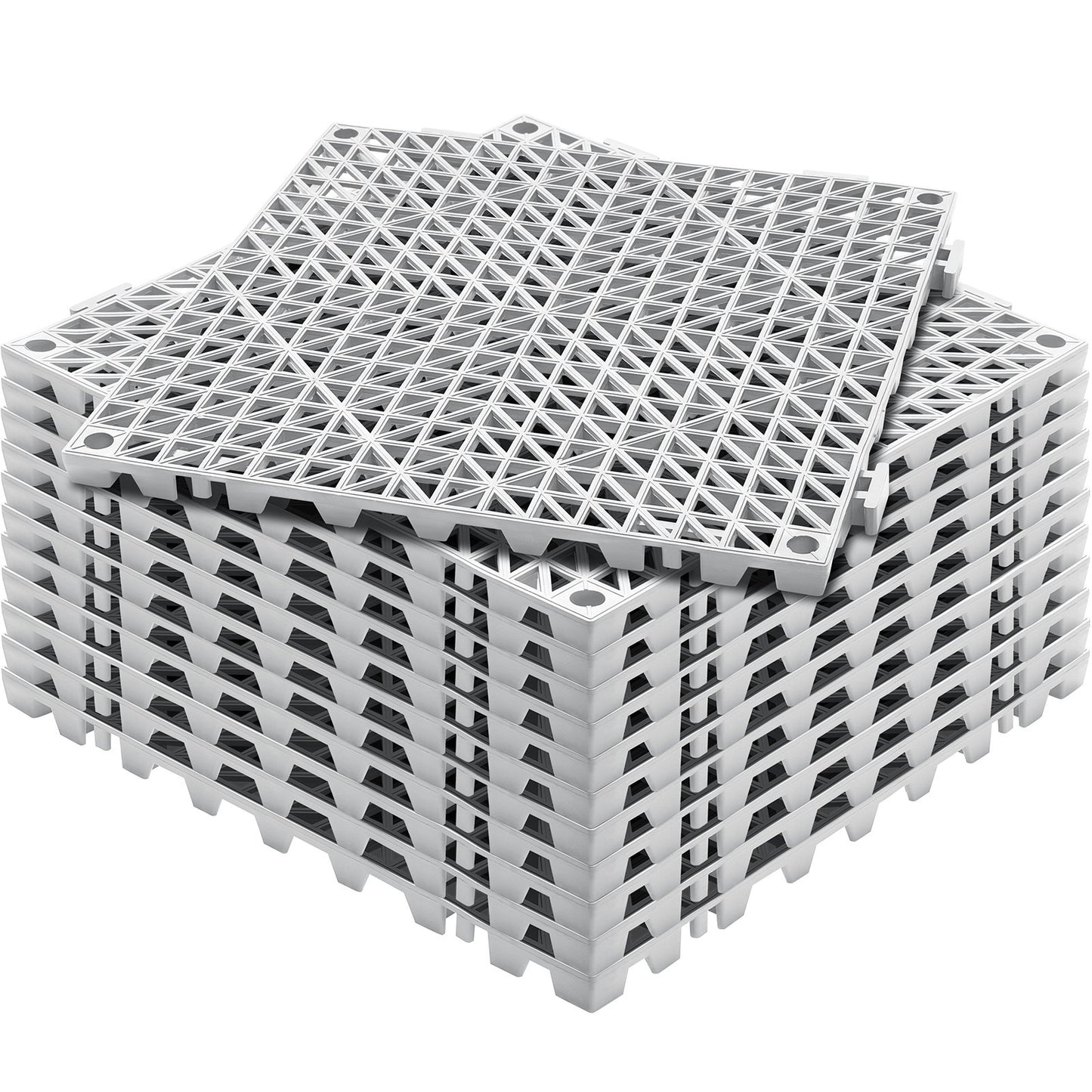 Modular Interlocking Cushion, 12 Pack 30 x 30 cm Splicing Drainage Mats, Soft PVC Interlocking Drainage Floor Tiles, Non-Slip Drainage Holes for Restroom, Bathroom, Kitchen, Pool, Wet Area, Gray