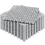 Modular Interlocking Cushion, 12 Pack 30 x 30 cm Splicing Drainage Mats, Soft PVC Interlocking Drainage Floor Tiles, Non-Slip Drainage Holes for Restroom, Bathroom, Kitchen, Pool, Wet Area, Gray