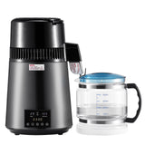 Water Distiller, 4L 1.1 Gallon Pure Water Purifier Filter For Home Table Countertop, 1750W Distilled Maker with Glass Pot, Stainless Steel Interior Drinking Machine to Make Clean Waters, Grey