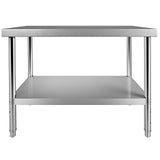 Stainless Steel Prep Table, 122 x 46 x 86 cm, 250kg Load Capacity Heavy Duty Metal Worktable with Adjustable Undershelf, Commercial Workstation for Kitchen Restaurant Garage Backyard