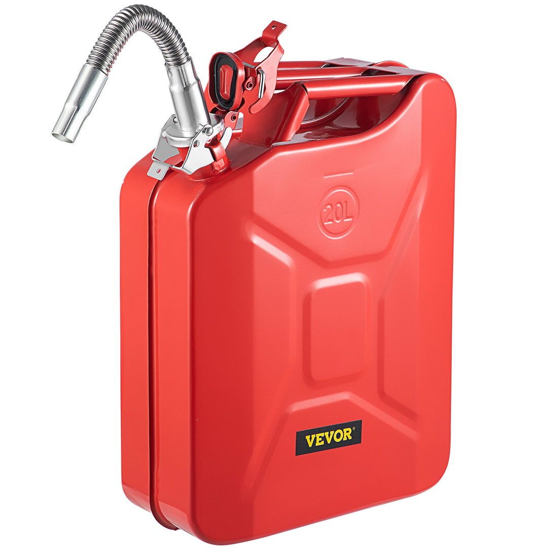 VEVOR Jerry Fuel Can, 20 L Portable Jerry Gas Can with Flexible Spout System, Rustproof ＆ Heat-resistant Steel Fuel Tank for Cars Trucks Equipment, Red