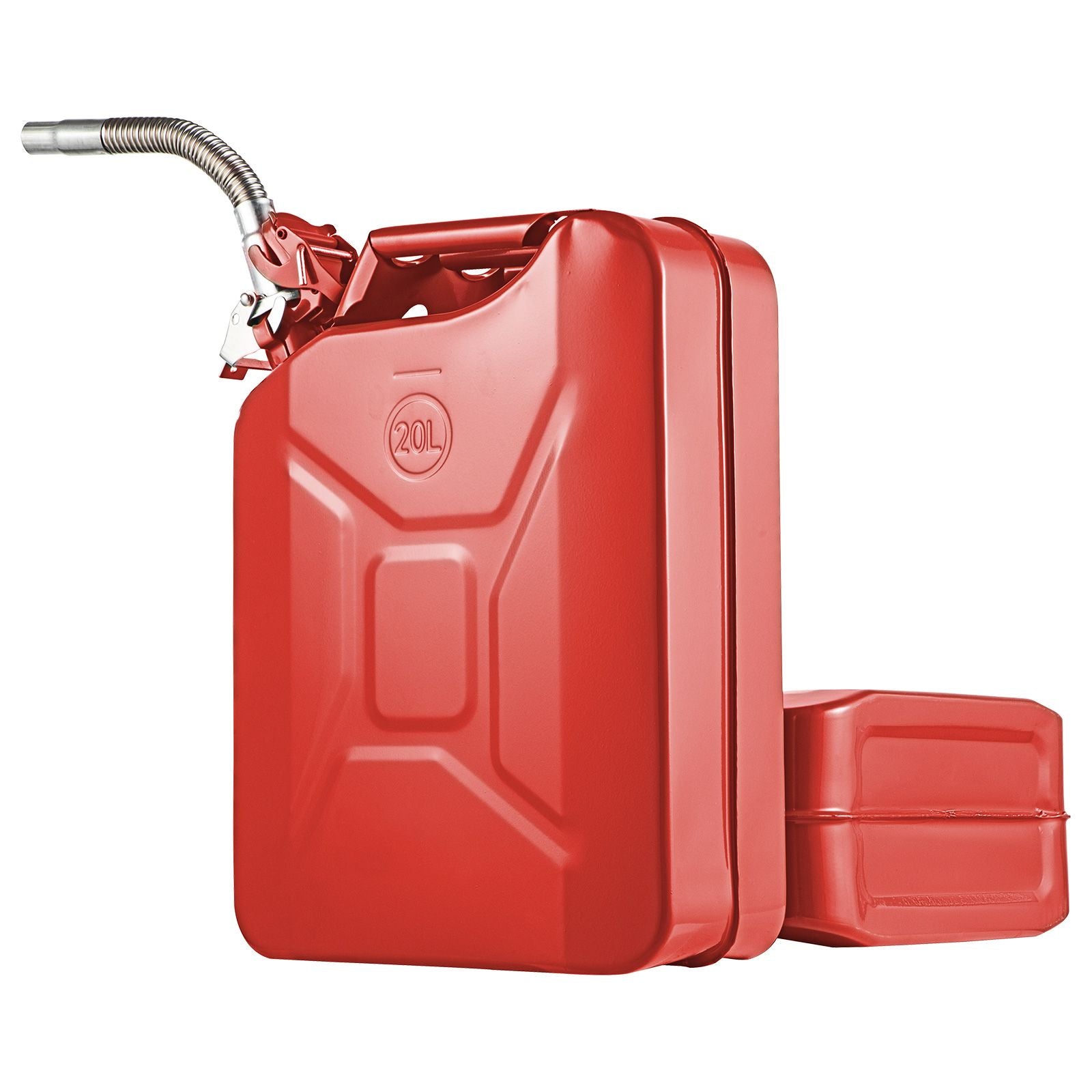 Jerry Fuel Can, 20 L Portable Jerry Gas Can with Flexible Spout System, Rustproof ＆ Heat-resistant Steel Fuel Tank for Cars Trucks Equipment, 2PCS Red