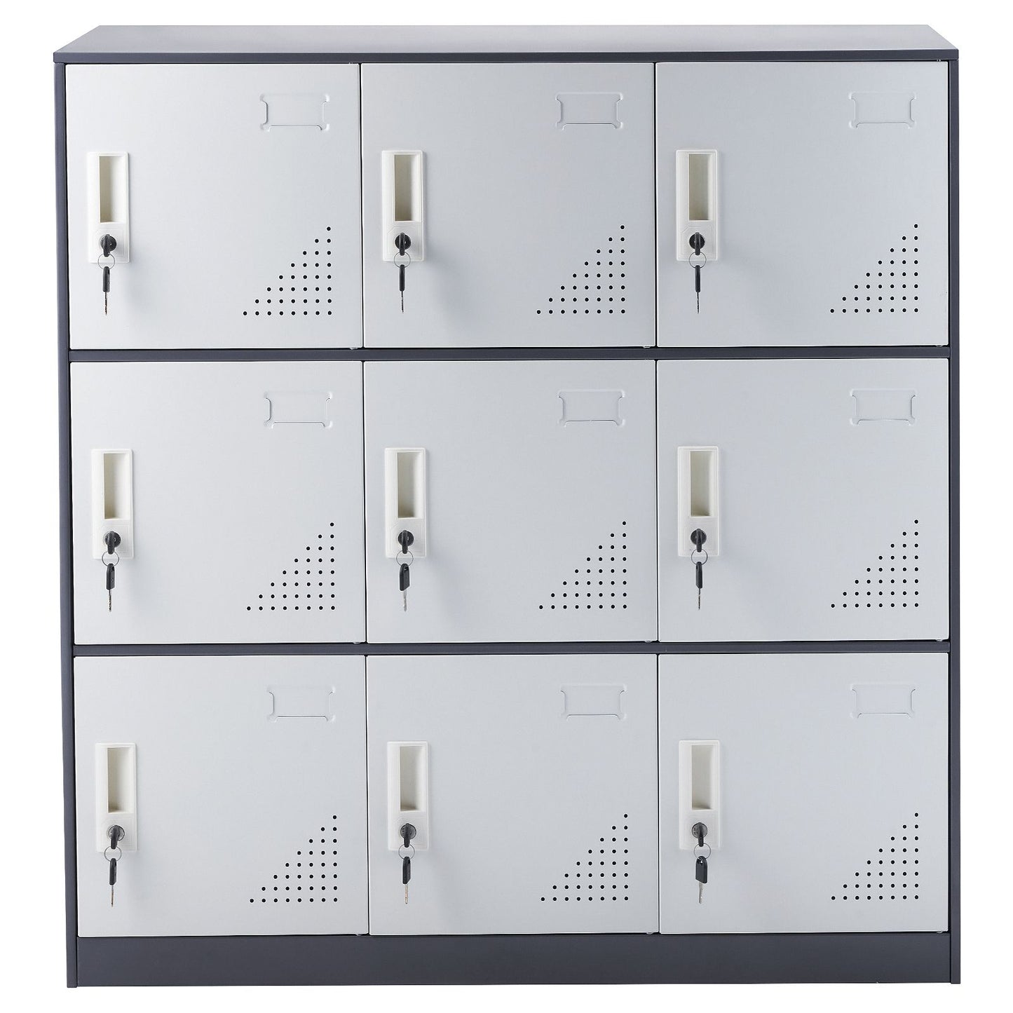 9 Doors Metal Storage Cabinet Employees Steel Storage Cabinet Office Gray