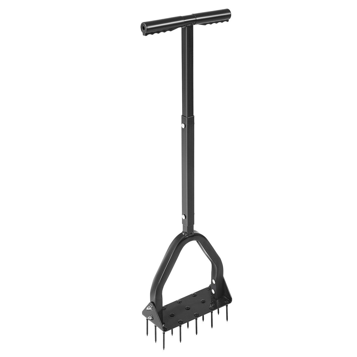 Lawn Aerator, 9.2 in Manual Core Aerator Tool with 15 Iron Spikes, Long Handle & Wide Plate, Heavy Duty Grass Aeration Tool, Yard Aerators for Compacted Hardened Soil Lawn Aeration