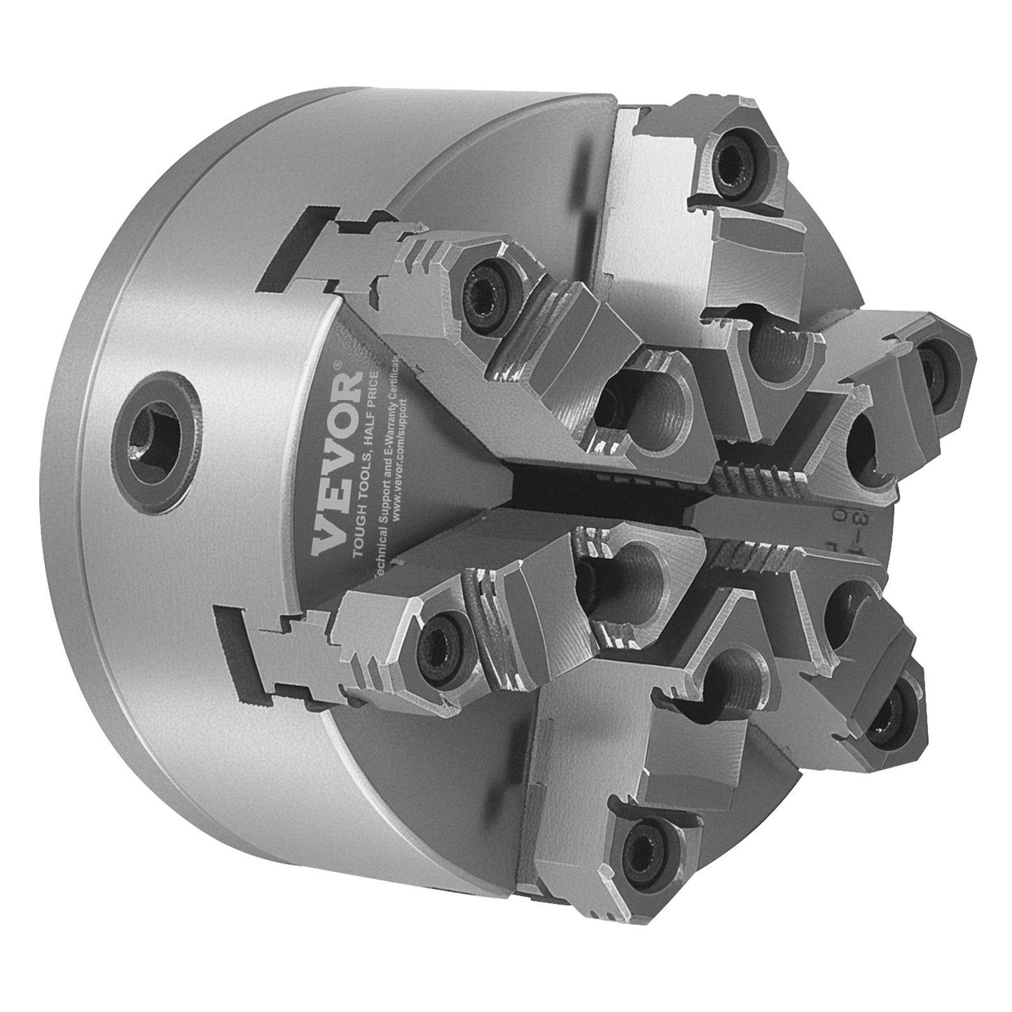 6-Jaw Lathe Chuck, 6 Inch (160 mm), Self-Centering Chuck with D1-4 Cam Lock Backing Plate, 0.12-5.71 in (3-145 mm) Clamping Range with T-wrench Screws, HT300 Material, for Wood Metal Lathe