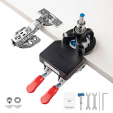 35 mm Concealed Door Hinge Jig, Aluminum Alloy Cabinet Hinge Jig, Accurate Locking Dual Clamp Fixation Hinge Drill Jig with Accessories, Woodworking Tool for Doors Cabinets Hinges Mounting