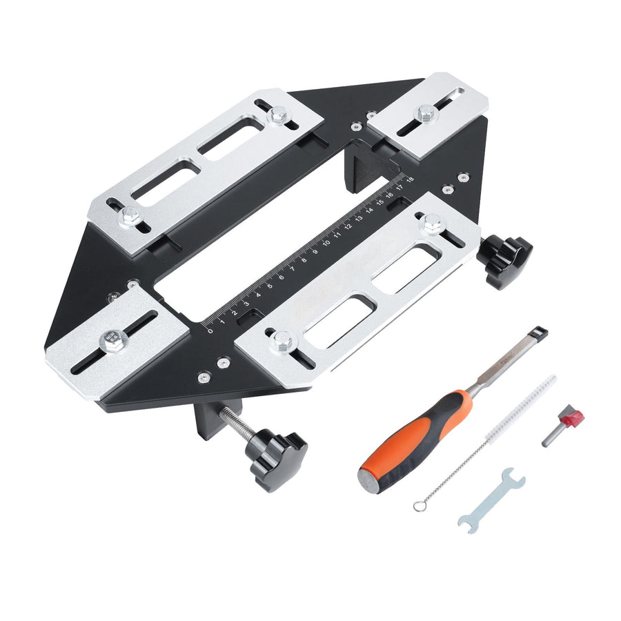 Door Hinge Jig, Aluminum Alloy Woodworking Hole Opener, Slotting Locator, Flexible Wooden Door Hinge Hole Guide, Hinge Template Jig for Door Hinge Groove and Door Lock Installation