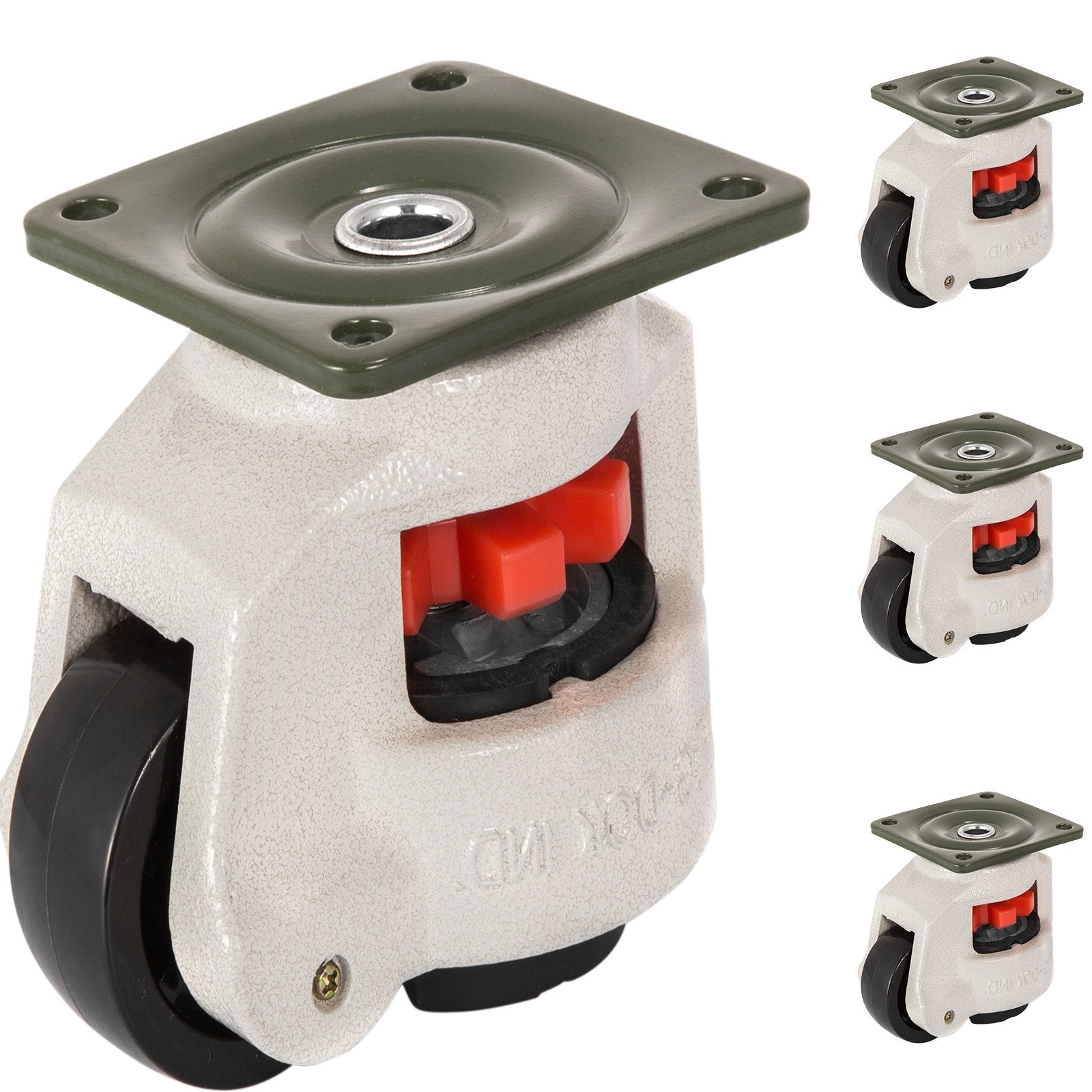 4 Pack Leveling Casters GD-60F Plate Mounted Footmaster Leveling Caster 551kg per Leveling Caster Wheels Nylon Wheel and NBR Pad(GD-60F)