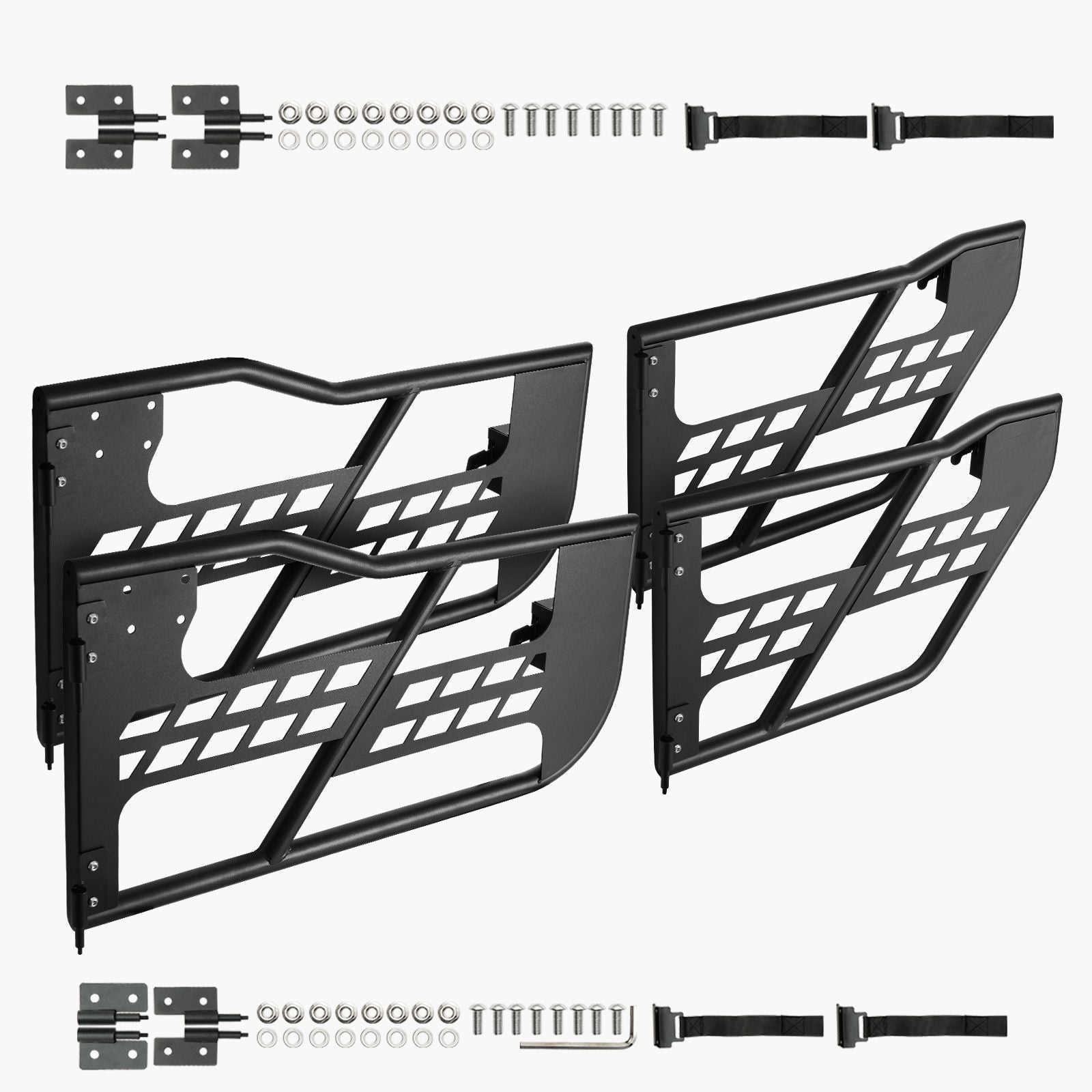 Jeep Tube Doors, 4-Door, Hunting Style Jeep Tubular Door with Heavy-Duty Hinges & OE Latch, Jeep Doors with Rubber Pads & Toughened Steel Tube, Fit for 2007-2018 Jeep Wrangler JK