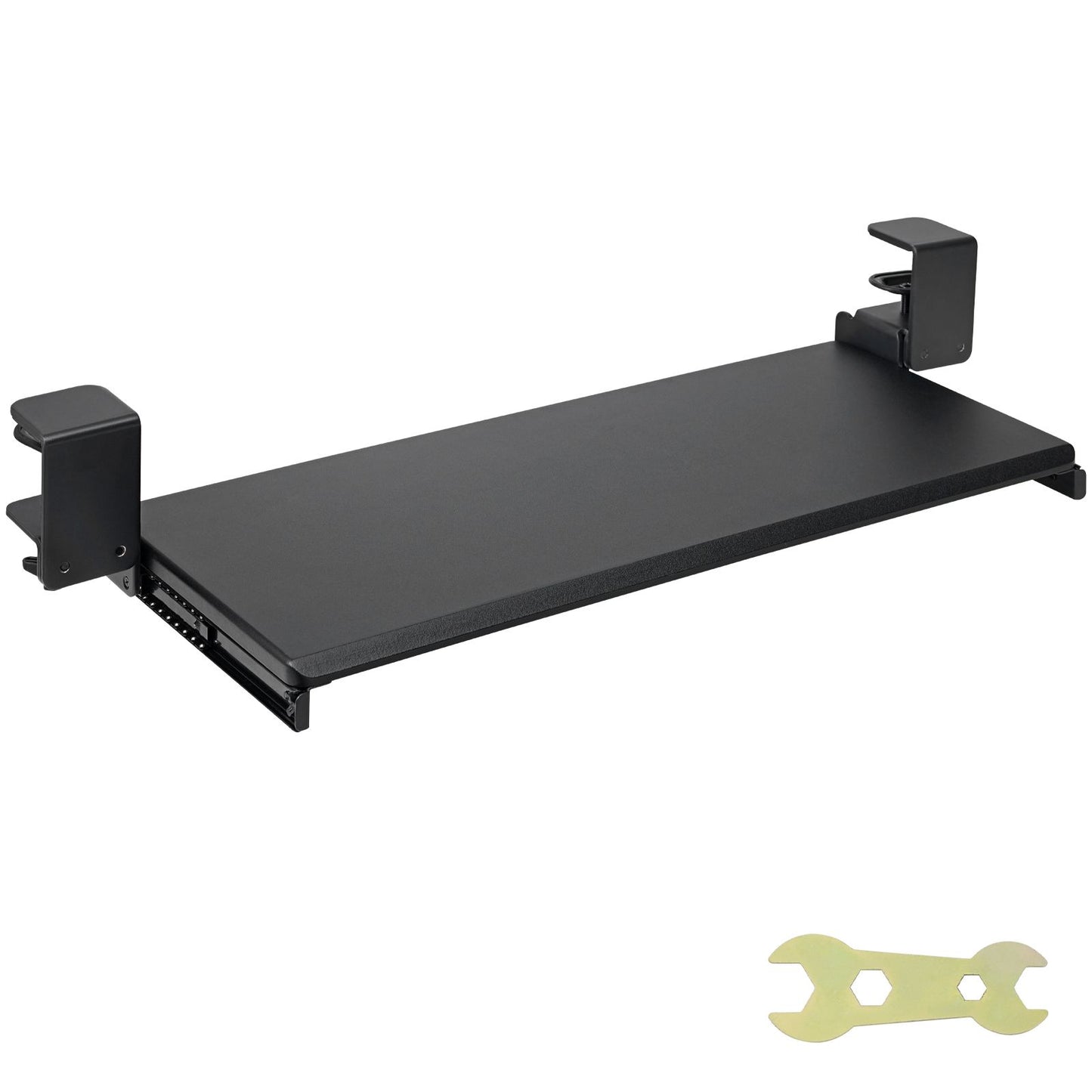 Clamp on Keyboard Tray Under Desk, Desk Keyboard Tray Slide out with Sturdy No-drill C Clamp Mount, Large 26.8 x 11 inch Slide-out Computer Drawer for Typing in Home, Office Work