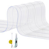 Strip Curtain, 164' Length x 8" Width x 0.08" Thickness, Clear Ribbed PVC Curtain Strip Door Bulk Roll, Plastic Door Strips for Doorways of Supermarket, Garage, Warehouse, Barn, Pet Animal House