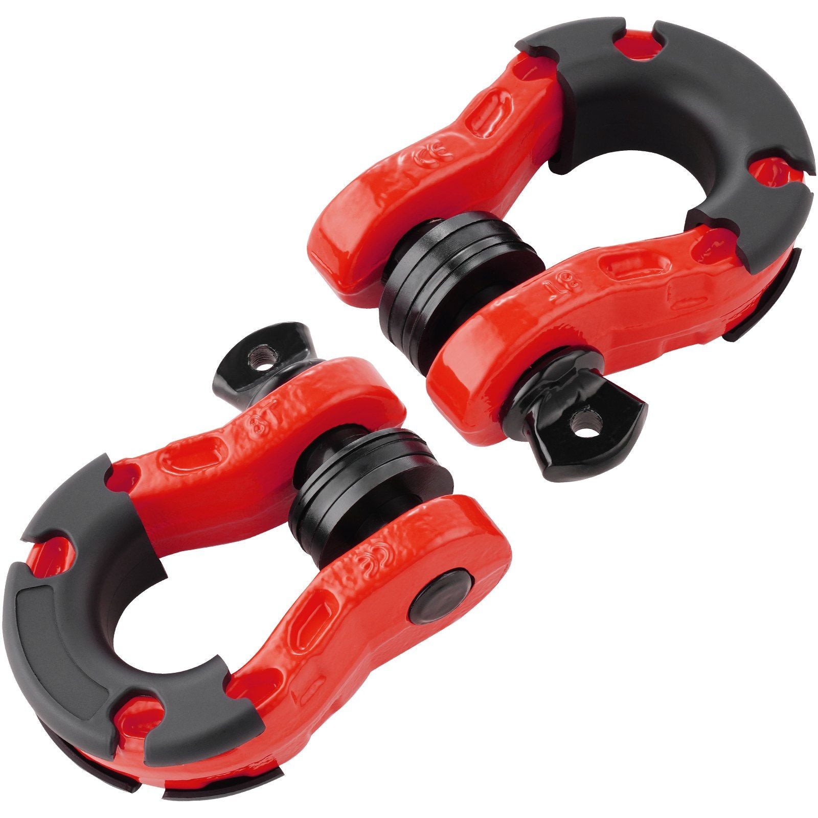 D-Ring Shackle, 2 Pack 19.05 mm Alloy Steel Shackles 30 Ton Break Strength with 22 mm Screw Pin, Isolators & Washers Kit, Heavy Duty Off Road Vehicle Recovery Shackle for Jeep and Truck, Red
