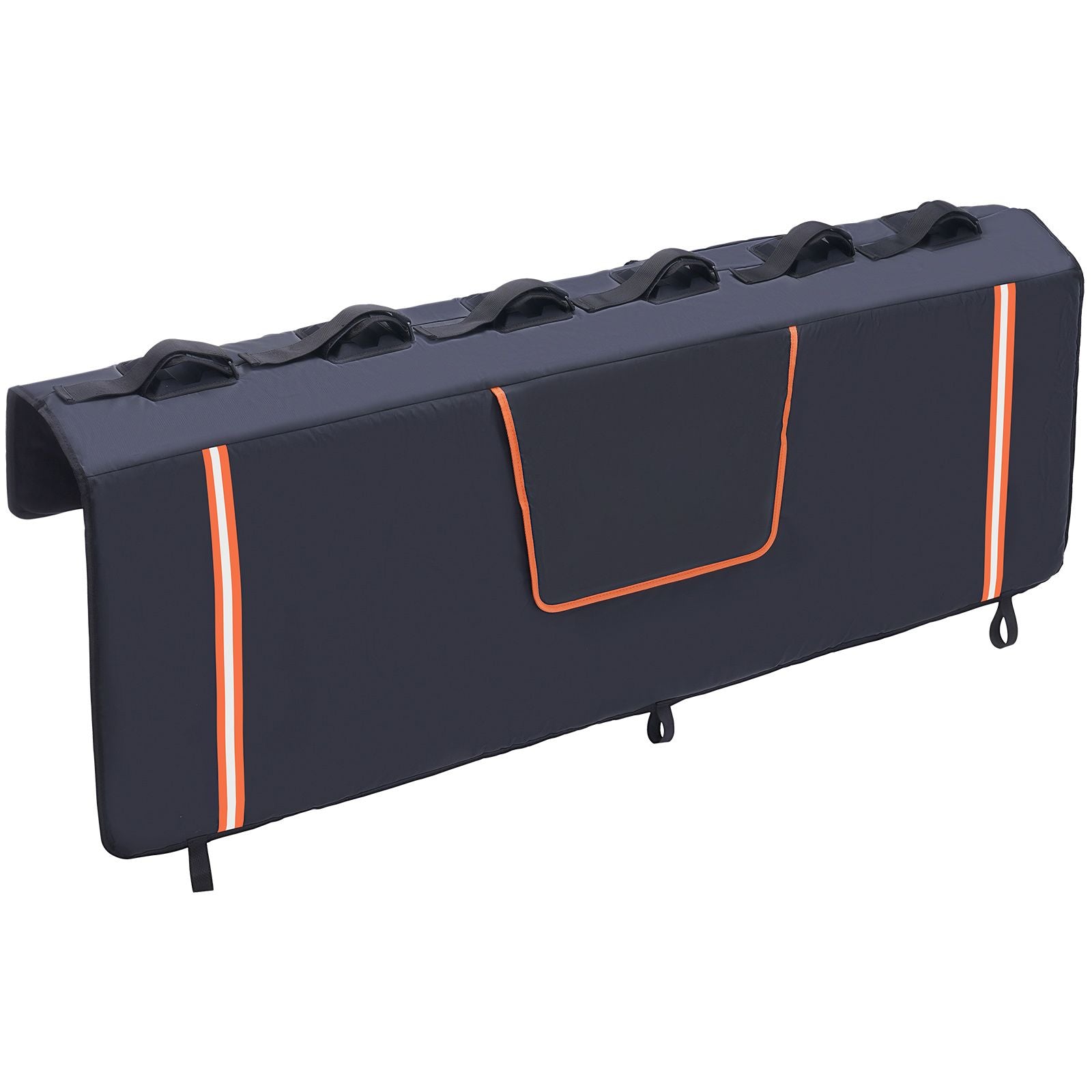 Tailgate Bike Pad, 62" Truck Tailgate Pad Carry 6 Mountain Bikes, Upgraded Grooves Tailgate Protection Pad with Reflective Strips and Tool Pockets, with Camera Opening for Most Pickup Trucks
