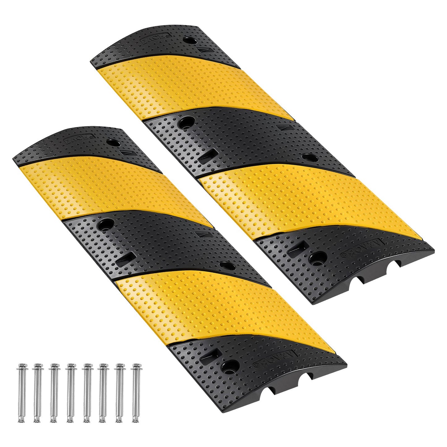VEVOR 1000MM Rubber Speed Bump, 2 Pack, 2 Channel Heavy Duty Traffic Speed Hump, 9,979 kg/Axle Load Capacity, Cable Protector Ramp with Expansion Screws, for Asphalt Concrete Gravel Driveway and Road