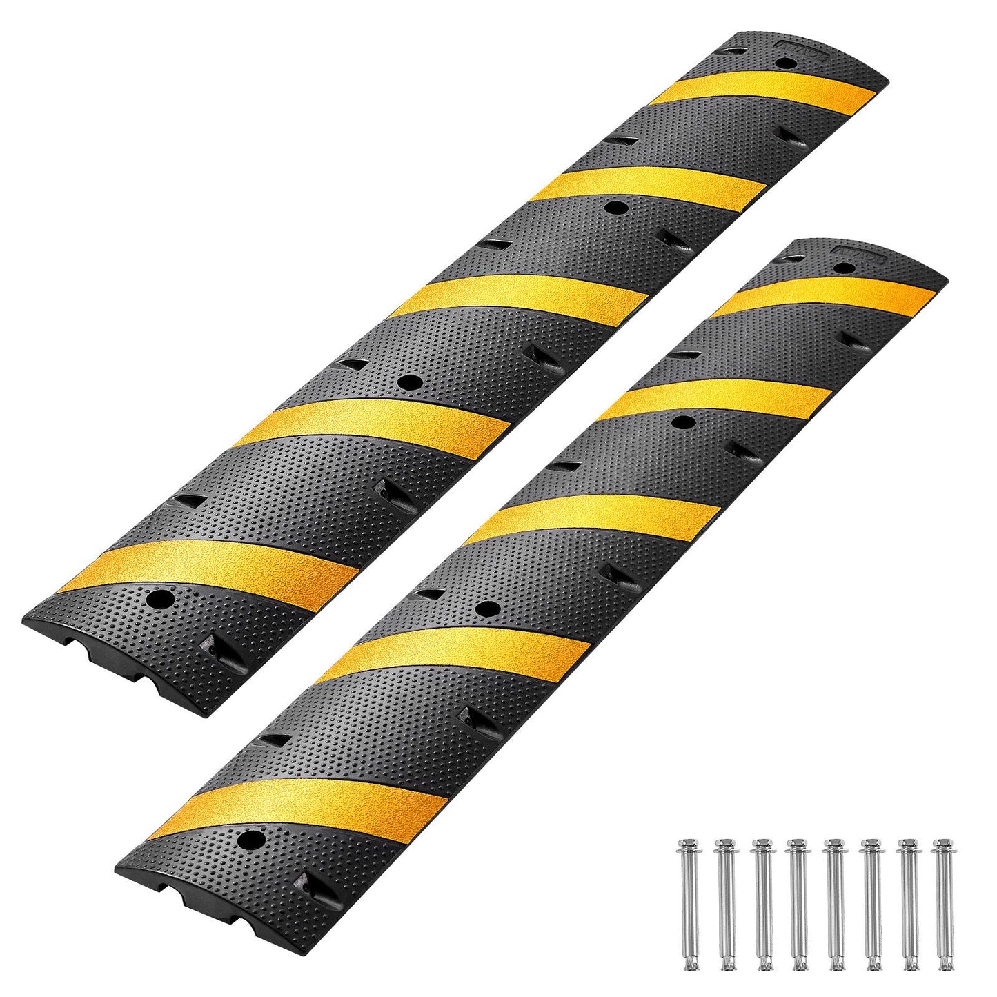 1830MM Rubber Speed Bump, 2 Pack, 2 Channel Heavy Duty Traffic Speed Hump, 9,979 kg/Axle Load Capacity, Cable Protector Ramp with Expansion Screws, for Asphalt Concrete Gravel Driveway Road