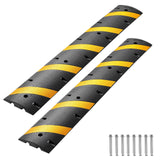 1830MM Rubber Speed Bump, 2 Pack, 2 Channel Heavy Duty Traffic Speed Hump, 9,979 kg/Axle Load Capacity, Cable Protector Ramp with Expansion Screws, for Asphalt Concrete Gravel Driveway Road