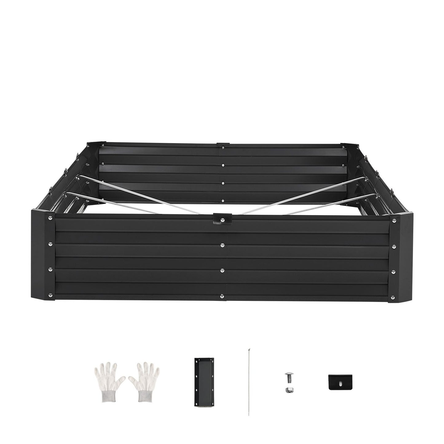 Metal Raised Garden Bed, 8 x 4 x 1 ft Outdoor Galvanized Planter Box, with Open Bottom, Large Planter Raised Bed for Gardening Vegetables, Flowers, Herbs, and Succulent Plants, Dark Gray