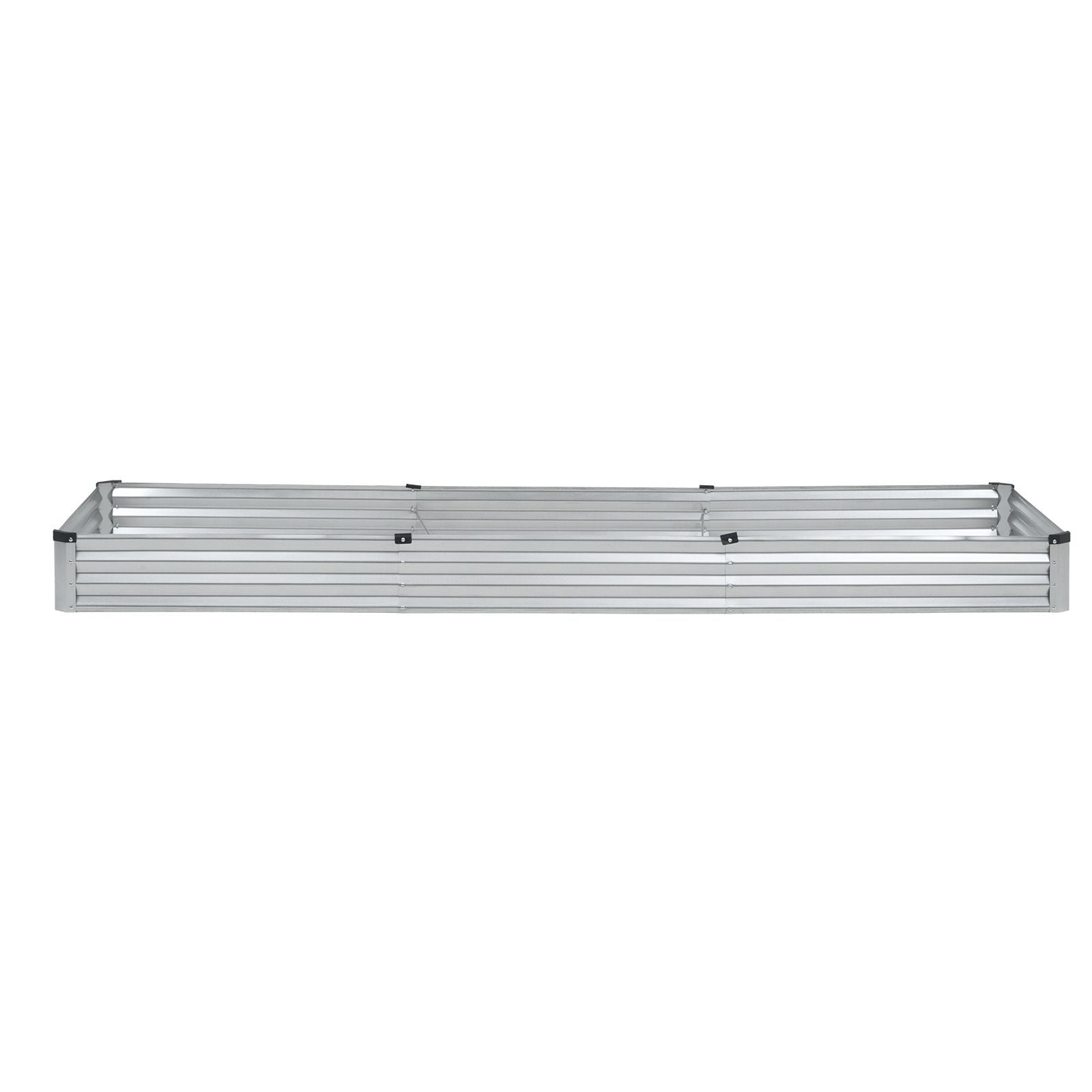 Metal Raised Garden Bed, 12 x 4 x 1 ft Outdoor Galvanized Planter Box, with Open Bottom, Large Planter Raised Bed for Gardening Vegetables, Flowers, Herbs, and Succulent Plants, Silver