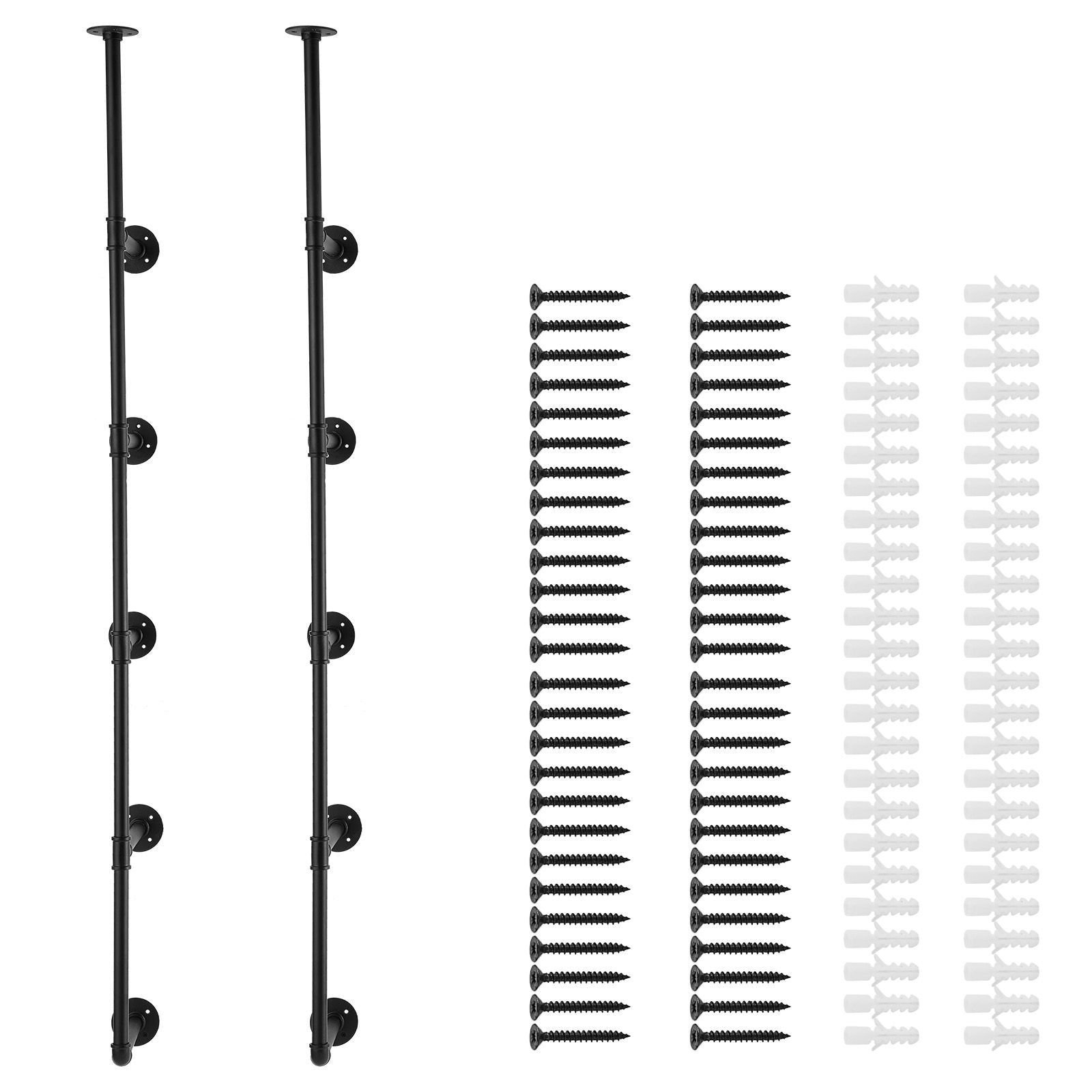 Industrial Pipe Shelf, 5 Tier 2PCS, 9.84in Applicable Board Width Wall-Mount Floating Rustic Wood Shelves Bracket Bookshelf,Storage Holder for Kitchen Bedroom Bathroom, (Planks NOT Included)