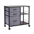 Mobile Metal File Cabinet with 3 Fabric Drawers and 2 Open Shelves Brown