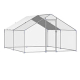 Metal Chicken Coop, 9.8x13.1x6.5 ft Large Walk-in Chicken Runs with Cover, Spire Roof Hen House Enclosure with Security Lock, Outdoor Duck Rabbit Cage Poultry Pen for Backyard, Farm, Yard