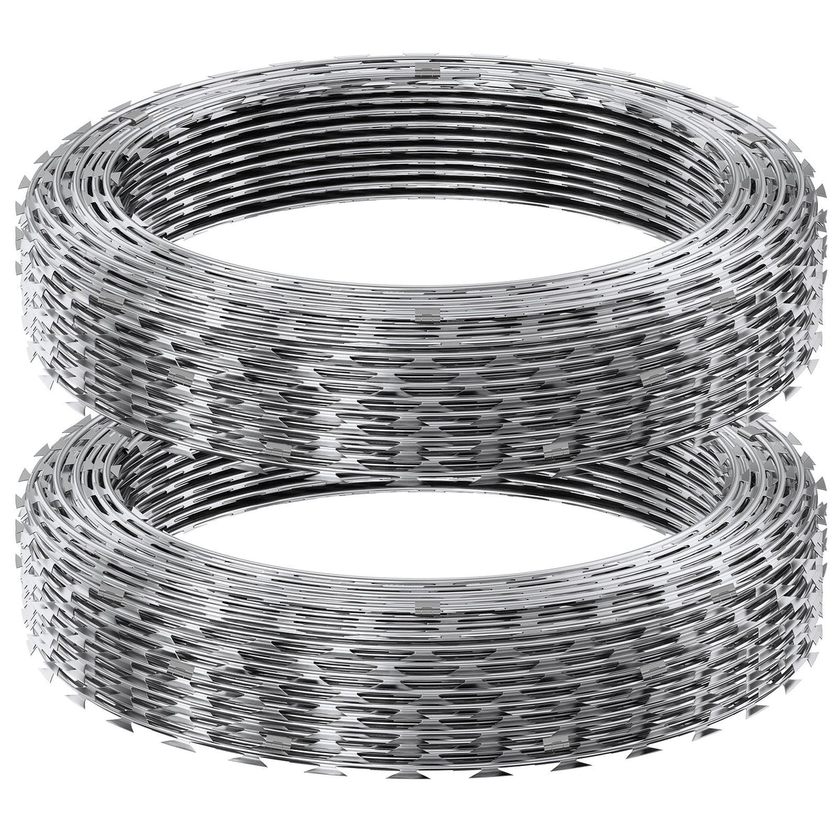 Razor Wires, 98 ft Razor Barbed Wire, 2 Rolls Razor Wire Fencing Razor Fence, Double Spiral Razor Ribbon Barbed Wire Galvanized Razor Wire Fence, Rolls Razor for Garden
