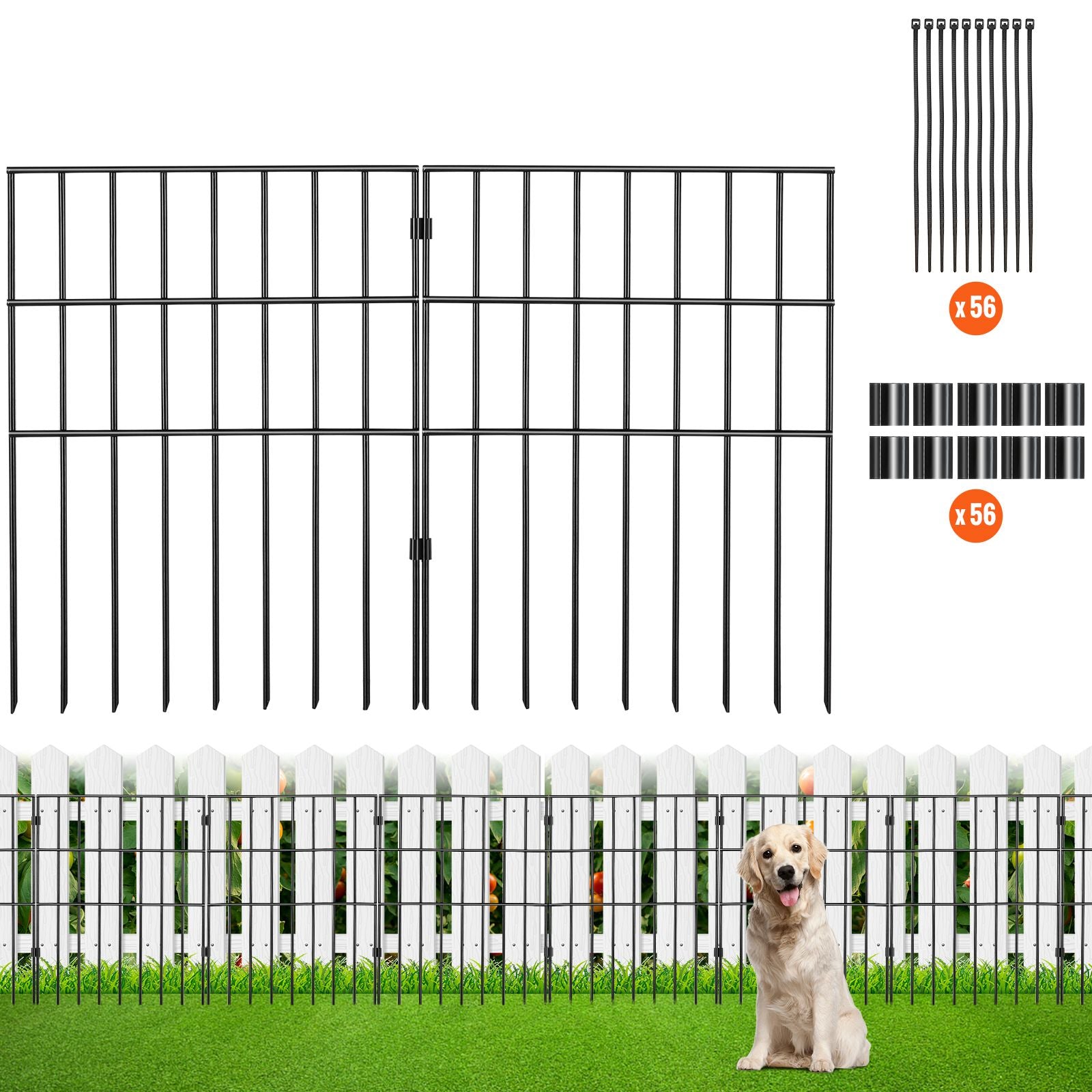 Garden Fence, No Dig Fence 44(H)x33(L)cm Animal Barrier Fence, Underground Decorative Garden Fencing with 3.81 cm Spike Spacing, Metal Dog Fence for the Yard and Outdoor Patio, 28 Pack