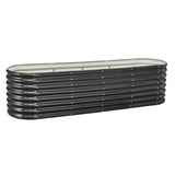 Metal Raised Garden Bed, 2.4 x 0.6 x 0.6 m Oval Outdoor Galvanized Planter Garden Box, Open Bottom Design, Large Planter Raised Bed for Growing Vegetables, Flowers, Herbs, Succulents, Dark Gray