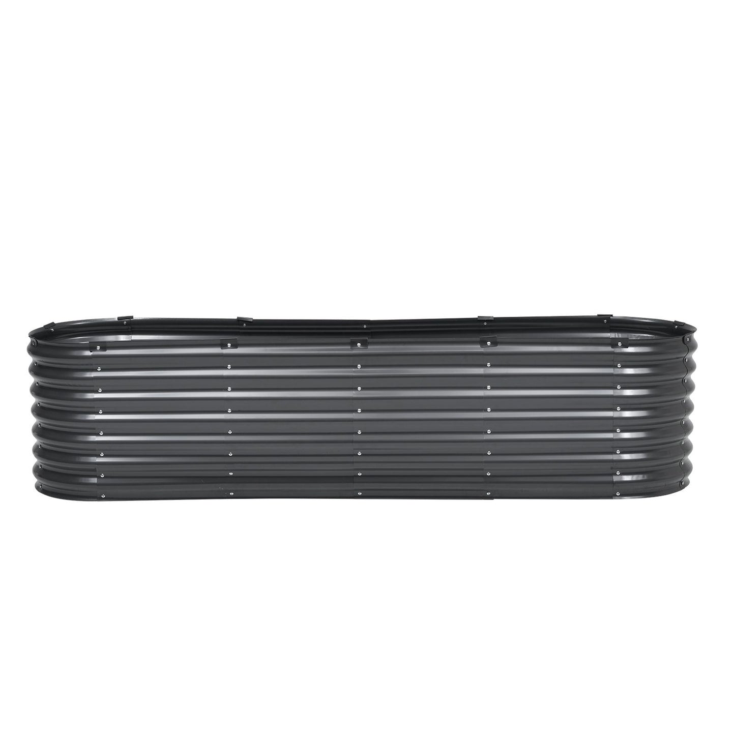 Metal Raised Garden Bed, 8 x 2 x 2 ft Outdoor Galvanized Planter Box, with Open Bottom, Large Oval Planter Raised Bed for Gardening Vegetables, Flowers, Herbs, and Succulent Plants, Dark Gray