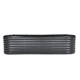 Metal Raised Garden Bed, 8 x 2 x 2 ft Outdoor Galvanized Planter Box, with Open Bottom, Large Oval Planter Raised Bed for Gardening Vegetables, Flowers, Herbs, and Succulent Plants, Dark Gray