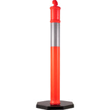 6Pack Traffic Delineator Posts 44 Inch Height, PE Delineator Cones Post Kit 10 inch Reflective Band, Delineators Post with Rubber Base 16 inch for Construction Sites, Facility Management etc.