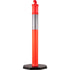 6Pack Traffic Delineator Posts 44 Inch Height, PE Delineator Cones Post Kit 10 inch Reflective Band, Delineators Post with Rubber Base 16 inch for Construction Sites, Facility Management etc.