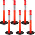 VEVOR 6Pack Traffic Delineator Posts 44 Inch Height, PE Delineator Cones Post Kit 10 inch Reflective Band, Delineators Post with Rubber Base 16 inch for Construction Sites, Facility Management etc.