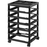 Scrapbook Rolling Storage Cart, 6-Tier Large Capacity with Organizer Top, Black Frame with 4 Removable Wheels, PP Material Cart Only, Rolling Craft Storage for Office Arts and Crafts Supplies