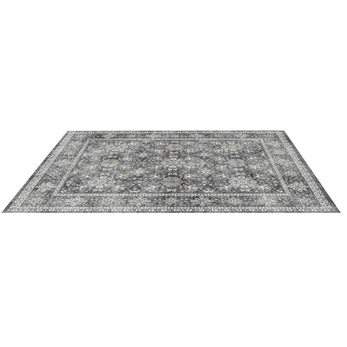 Area Rug, 2438.4x3048 mm Large Washable Rug, Non-Slip Tear-Resistant Soft Carpet, Pet & Child Friendly Vintage Area Rugs, Indoor Mat for Bedroom, Living Room, Kids Room, Entryway, Office, Gray